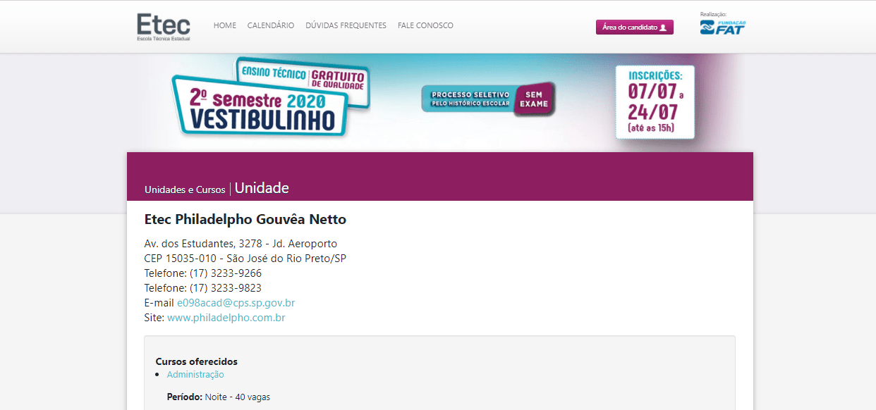 ETEC SÃO JOSÉ DO RIO PRETO 2020 → Cursos, Inscrições, Contato