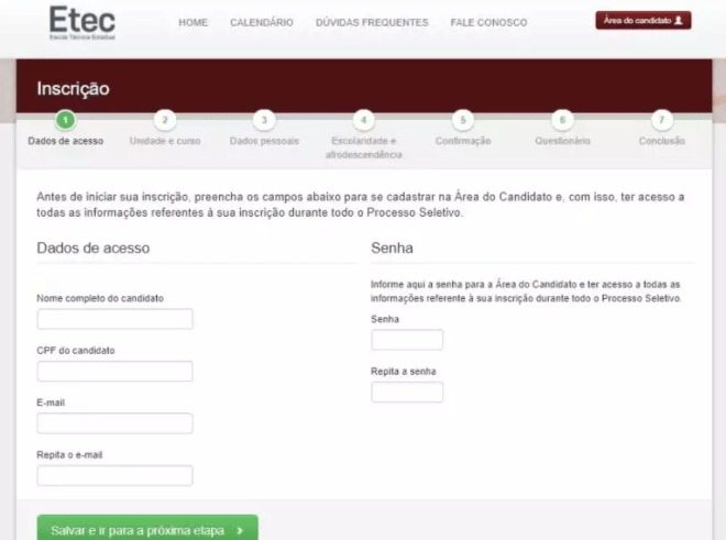 Inscrições ETEC 2023