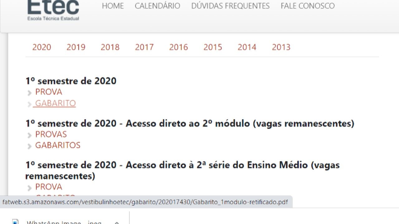 gabarito ETEC 2023