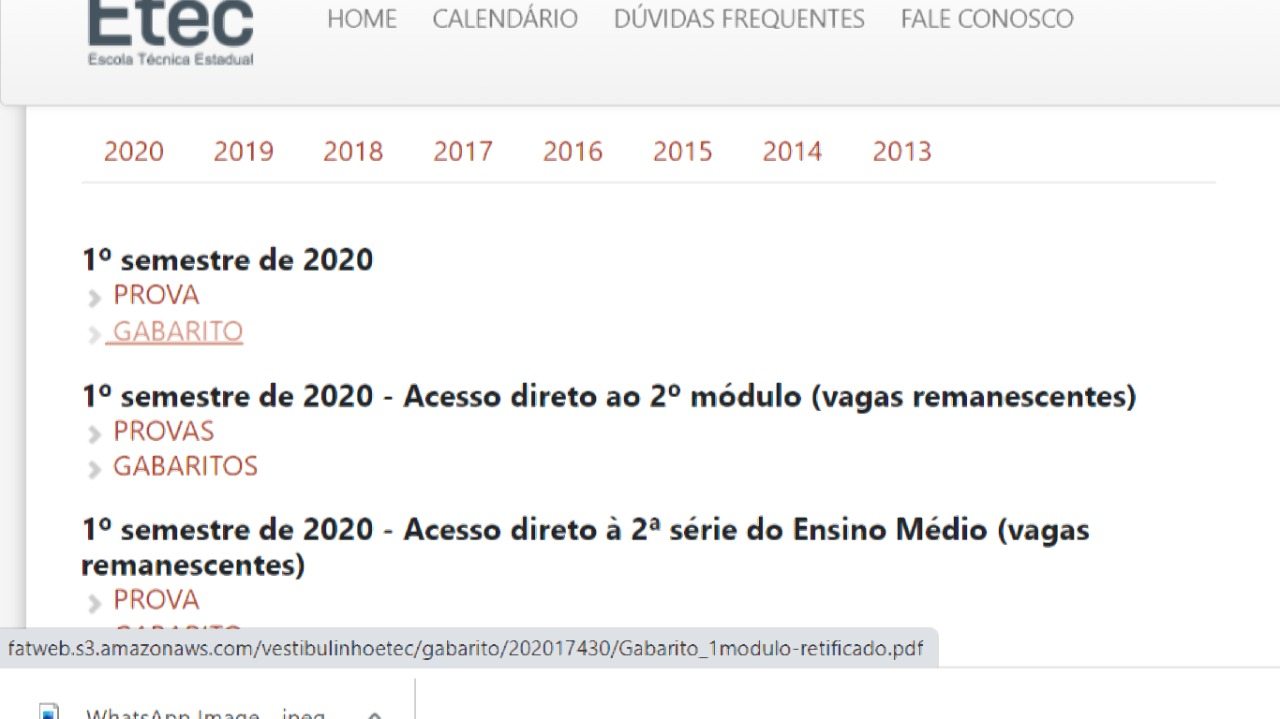 Vestibulinho Etec – 1º Semestre 2023